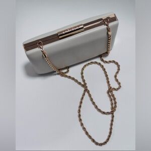 CARVELA Aintree Ivory & Gold Clutch with Gold Chain